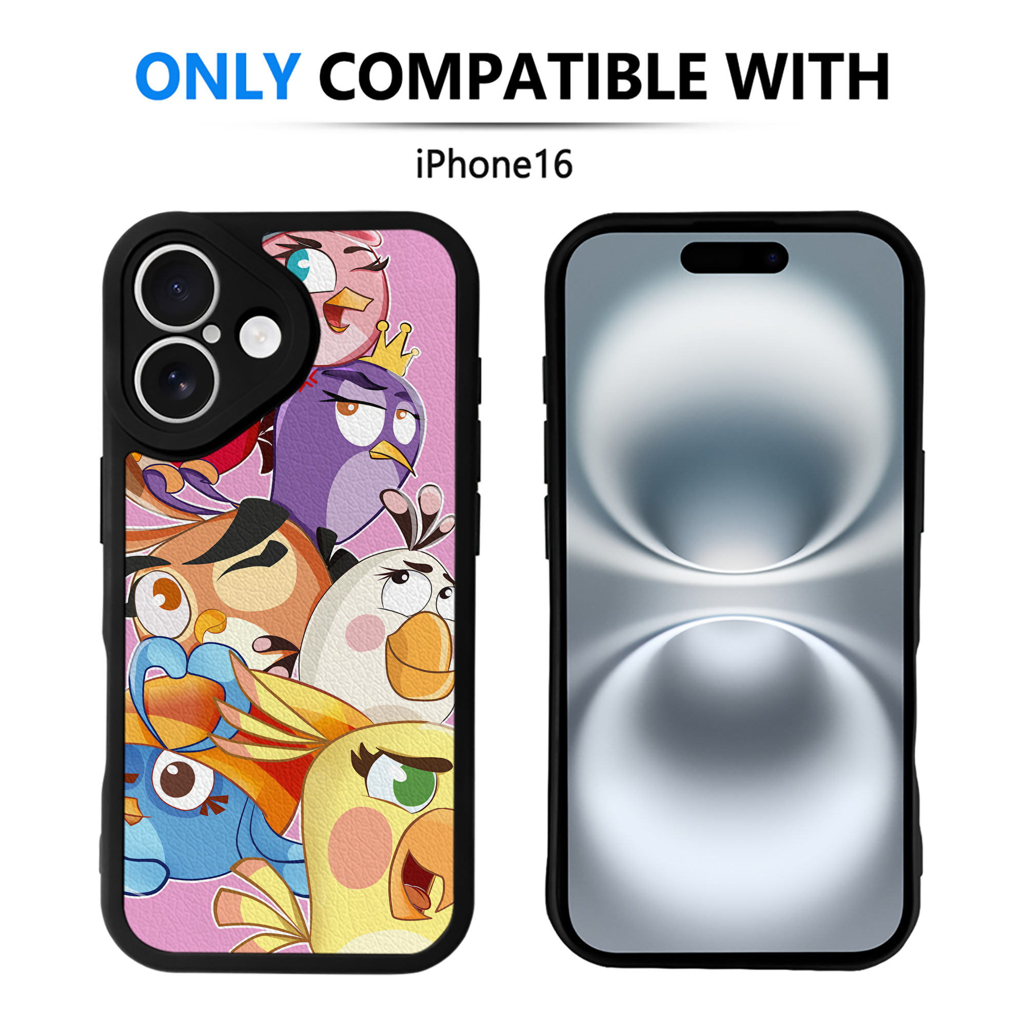 （画像用） Angry Birds アングリーバード 【iPhone 16シリーズ対応】シリコンスマホケース（レザー調） 材質：シリコン